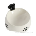 Fashionable No Spill White Ceramic Pet Feeder Bowl